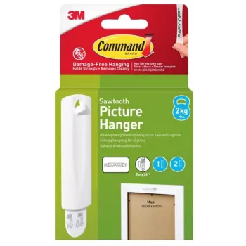 3M Command billedophæng til savtakophæng, 1 krog + 2 strips, hvid (7100336642)