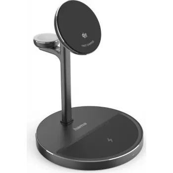 Hama 3-i-1 Qi2 trådløs ladestation, 15W, sort