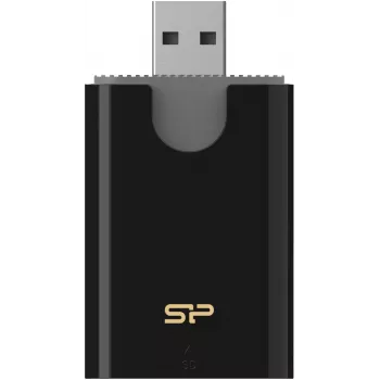 Silicon Power combo-kortlæser SD/microSD, USB 3.2 Gen 1 Type-A, sort (SPU3AT5REDEL300K)