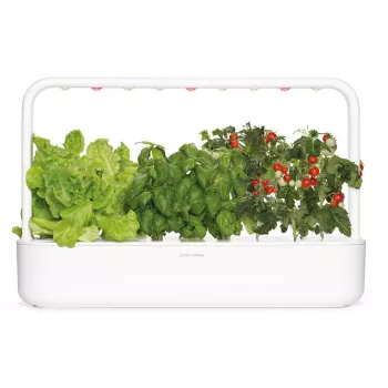 Click & Grow Smart Garden 9 indendørs krydderurt- & grøntsagsgartner med LED-vækstlamper, selvvanding, 9 plantekapsler, hvid