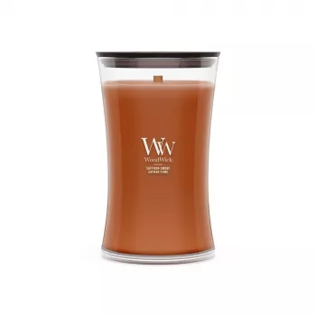 WoodWick Saffron Smoke stort timeglas-glaslys 609,5g