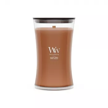 WoodWick Radiant Amber 609,5 g duftlys med trævæge, op til 180 timers brændetid, timeglas-glasbeholder