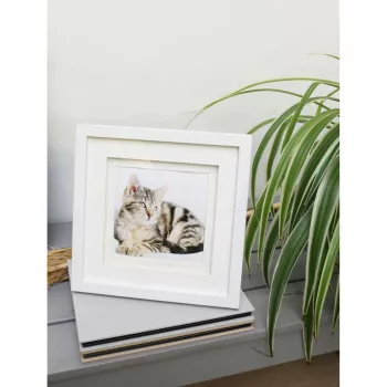 Deknudt S65KK1 hvid billedramme i træ 13x13 cm med dobbelt passepartout