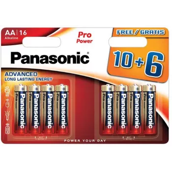 Panasonic Alkaline Power AA Battery 16-Pack (10+6 Bonus) LR6 1.5V