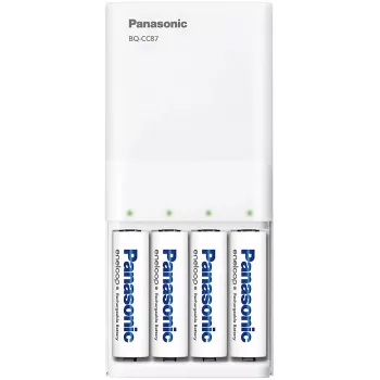 Panasonic eneloop BQ-CC87USB lader med 4 x 1900 mAh batterier (K-KJ87MCC40USB)