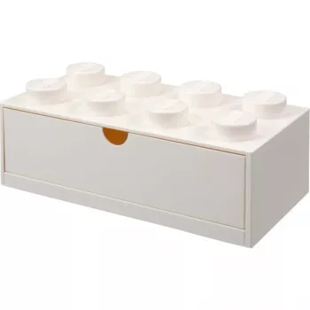 LEGO Brick 8 Skrivebordsskuffe hvid opbevaringsboks med 8 studs