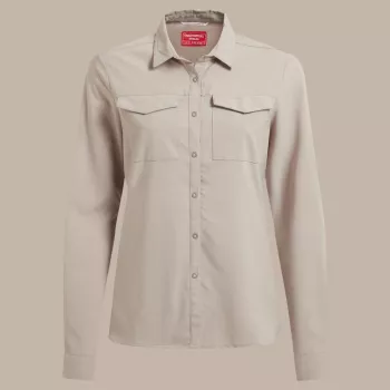 Craghoppers NosiLife Pro LS Shirt III Women's Travel Shirt - Soft Mushroom, XS