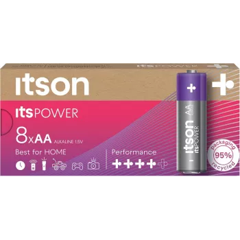 ITSON LR6IPO/8CB Alkaline AA Batteries (8-Pack)