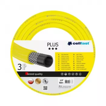 CELLFAST 10-201 ECONOMIC haveslange 50 m, 1/2 inch, 3-lags PVC, gul, over jorden