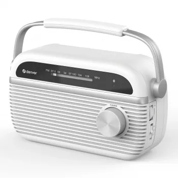 Denver TRB-67W DAB+ FM radiovækkeur hvid med dobbelt alarm og batteridrift