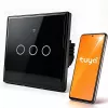 Qoltec 52713 smart touch-lysafbryder 3-dobbelt Wi-Fi timer Tuya Smart Life hærdet glas sort