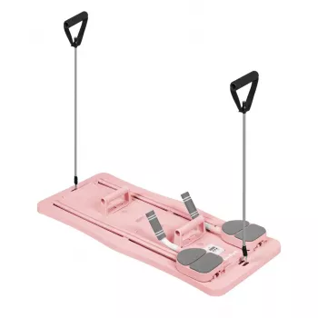 REBEL RBA-3069-PK 9-i-1 pilatesstangsæt med elastikbånd, dørholder, fodstropper og bæretaske – pink