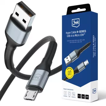 3mk Hyper Cable N-SERIES USB-A til Micro 3 m QC 3.0 5V/2A 10W sort