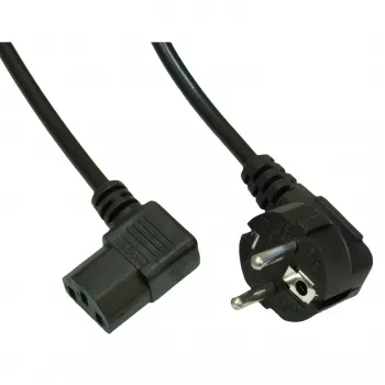Akyga AK-PC-02A Vinklet netkabel, CEE 7/7 til IEC C13 90°, 1,5 m, sort