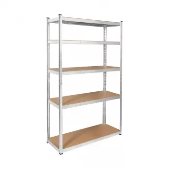 REBEL RB-1253 metalreol 205x120x45 cm sølv, 5 hylder, 875 kg samlet belastning