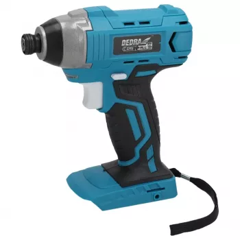 DEDRA DED7045 18V børsteløs akku-slagskruetrækker med 170 Nm maks. drejningsmoment, 1/4 inch sekskantfatning, 3-trins elektronisk styring, LED-lys, bælteclip og Softgrip-greb – kun værktøj