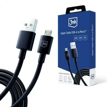 3mk Hyper Cable USB-A til Micro-USB 1,2 m 5V 2,4A sort
