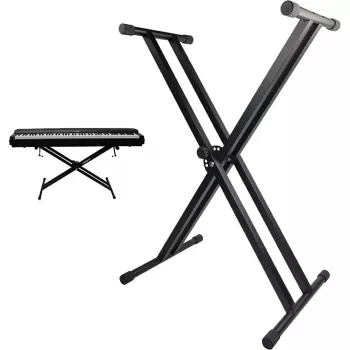 MOZOS KSX1 X-Type keyboardstativ til keyboards og digitalklaverer, enkeltbenet stål, 25 kg belastning, 650-980 mm højde, foldbar