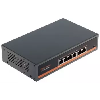 NO NAME APTI-POE0402-60W-V2 4-port PoE-switch med 2 uplink-porte, 60W budget, IEEE 802.3af/at, metalkabinet