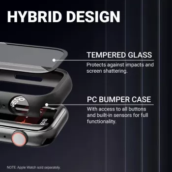 Crong Hybrid Watch Case med hærdet glas til Apple Watch 40mm - transparent