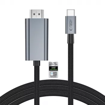 TECH-PROTECT ULTRABOOST Kabel USB-C til HDMI 2.1 8K 60Hz 200cm Eisengrau