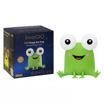 INNOGIO GIOFROGO Frø LED-natlampe GIO-165 - genopladelig silikonelampe med touch-styring, 7 farver, timer