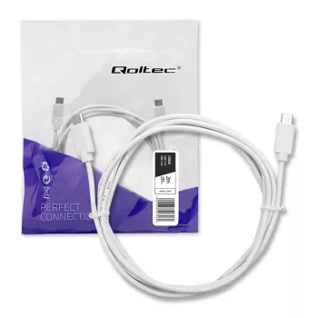 Qoltec USB 2.0 Type-C Male to Type-C Male Cable 2m White