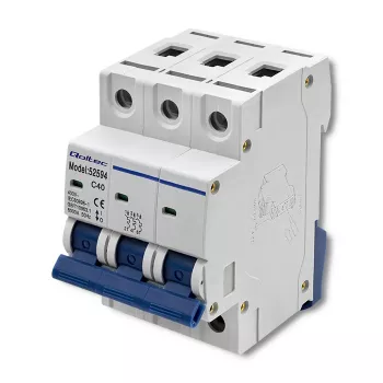 Qoltec 40A 3-Pole C-Curve Miniature Circuit Breaker MCB 4.5kA DIN Rail