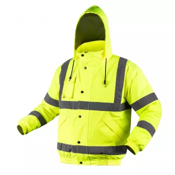 NEO TOOLS højtsynlig let isoleret bomber-arbejdsjakke, fluorescerende gul, størrelse S