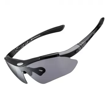 Rockbros 10003 polariserede cykelbriller med 5 udskiftelige glas, UV400, TR90-stel, sort
