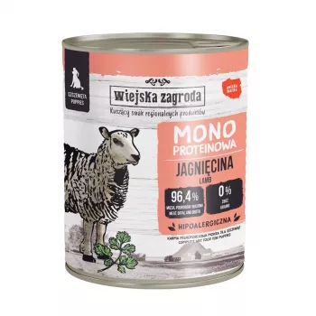 WIEJSKA ZAGRODA Mono Puppy lam - vådfoder til hunde - 800g