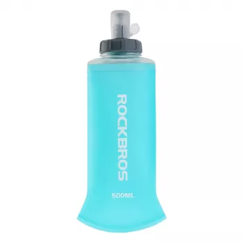 Rockbros Soft Flask 500 ml lyseblå - Sammenklappelig drikkeflaske til løb og udendørs sport