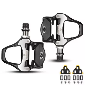 ROCKBROS LP-RD2BK Racercykelpedaler Shimano SPD-SL kompatibel med gule cleats - sort sølv
