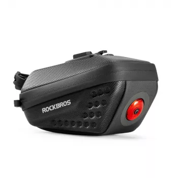 ROCKBROS C59 Rigid Shell Saddle Bag with 250 mAh Light, Black