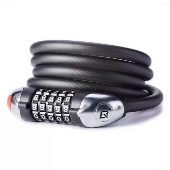 ROCKBROS RKS531 5-Digit Combination Bike Lock with LED Light, 120 cm Braided Steel Cable, Black