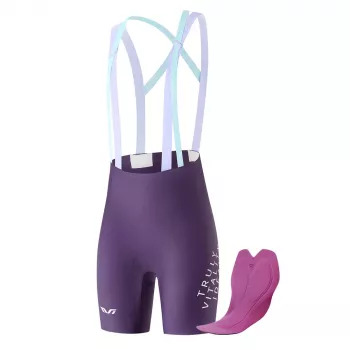 ROCKBROS damecykeltrøje-bibshorts med sædepolstring, lilla, størrelse S