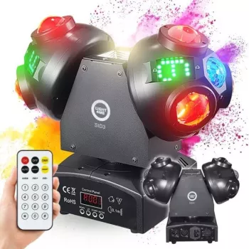 LIGHT4ME SID3 4-i-1 moving head multieffektlys med RGBW-LED, RGB-laser, UV og strobe