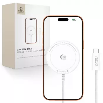 TECH-PROTECT A54 magnetisk MagSafe trådløs lader 25W Qi2.2 hvid