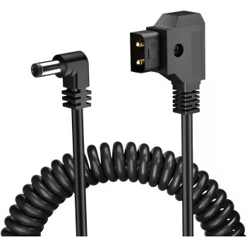 Newell D-Tap til DC 5,5x2,5 mm spiralkabel, 90 cm, sort