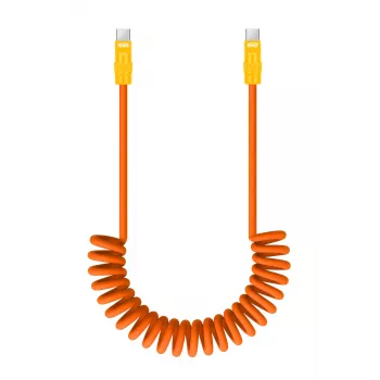 Newell USB-C til USB-C kabel 100 W, 1,5 m, silikone, spiral, orange-gul