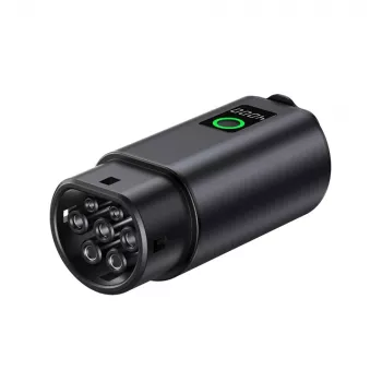 HURTEL V2L-adapter type 2 til Schuko 3500W med effektindikator og taske - sort