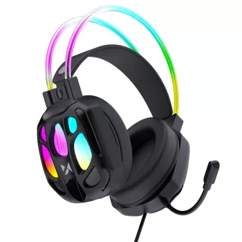Wozinsky WSG-1118 kablet gaming-headset med RGB-belysning og mikrofon - sort
