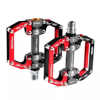 ROCKBROS 2010-12SBKR Aluminium Platform Pedals with Sealed Bearings - Black/Red