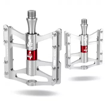 ROCKBROS JT410 4.10 Flat Platform Bicycle Pedals with 4 Bearings - Silver