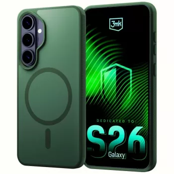 3MK PROTECTION Smoke MagCase til Samsung Galaxy S26 - grønt translucent mat bagcover med MagSafe, stødsikring, anti-gulning