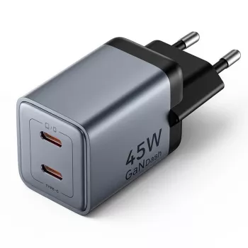 VENTION GaN 90W dual-USB-C vægoplader (45W+45W) - sort