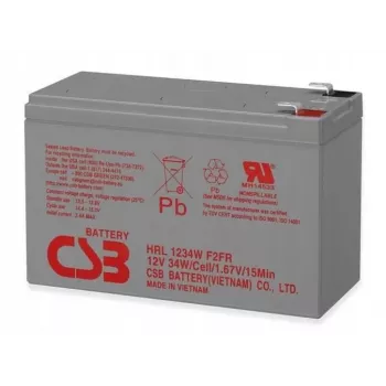 CSB HRL1234WF2 12V 9Ah langtids-VRLA-batteri – 8-10 års designlevetid, Faston F2-tilslutninger