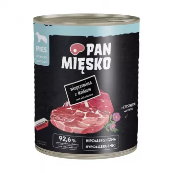 PAN MIĘSKO svinekød med vildsvin vådfoder til hunde 800g – kornfri paté til voksne hunde