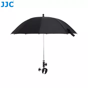 JJC kamera-regnskærm med Super-Clamp-holder, 63 mm kæbeåbning, 1/4 inch og 3/8 inch gevind, sort