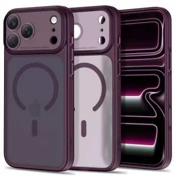 TECH-PROTECT MagPrime MagSafe Clear Case til iPhone 17 Pro / 18 Pro - Mat mørk kirsebærrød